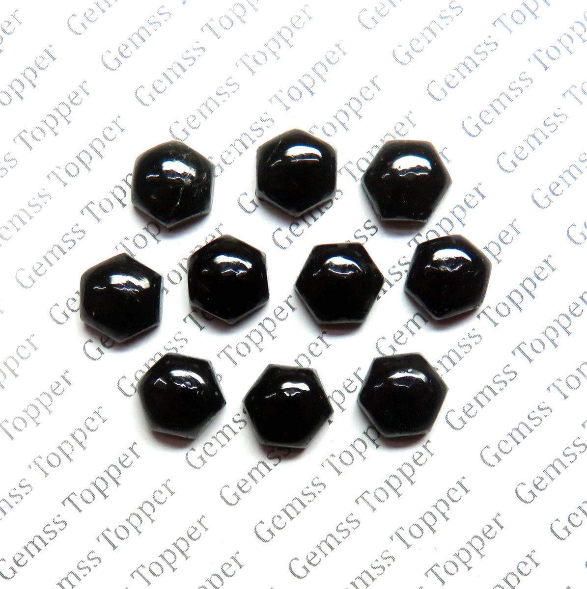 Black Tourmaline 10x10 mm Hexagon Cabochon